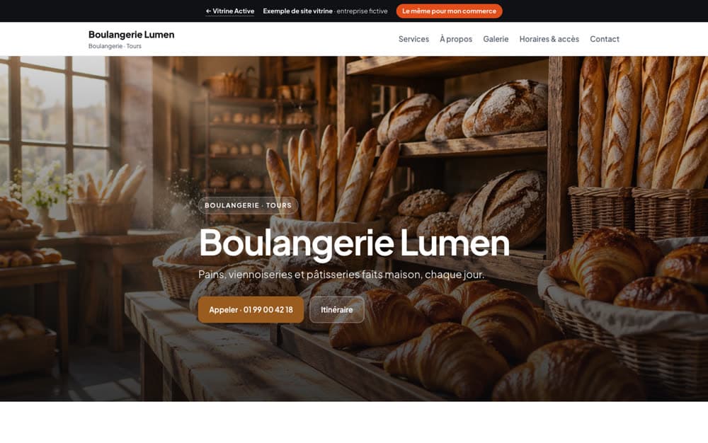 Aperçu du site d’exemple Boulangerie Lumen