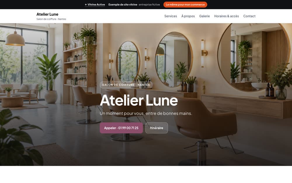 Aperçu du site d’exemple Atelier Lune